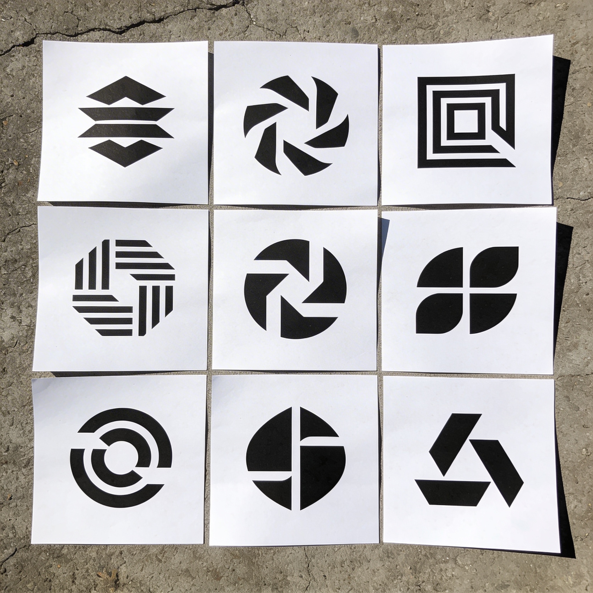minimal black and white logo icons grid