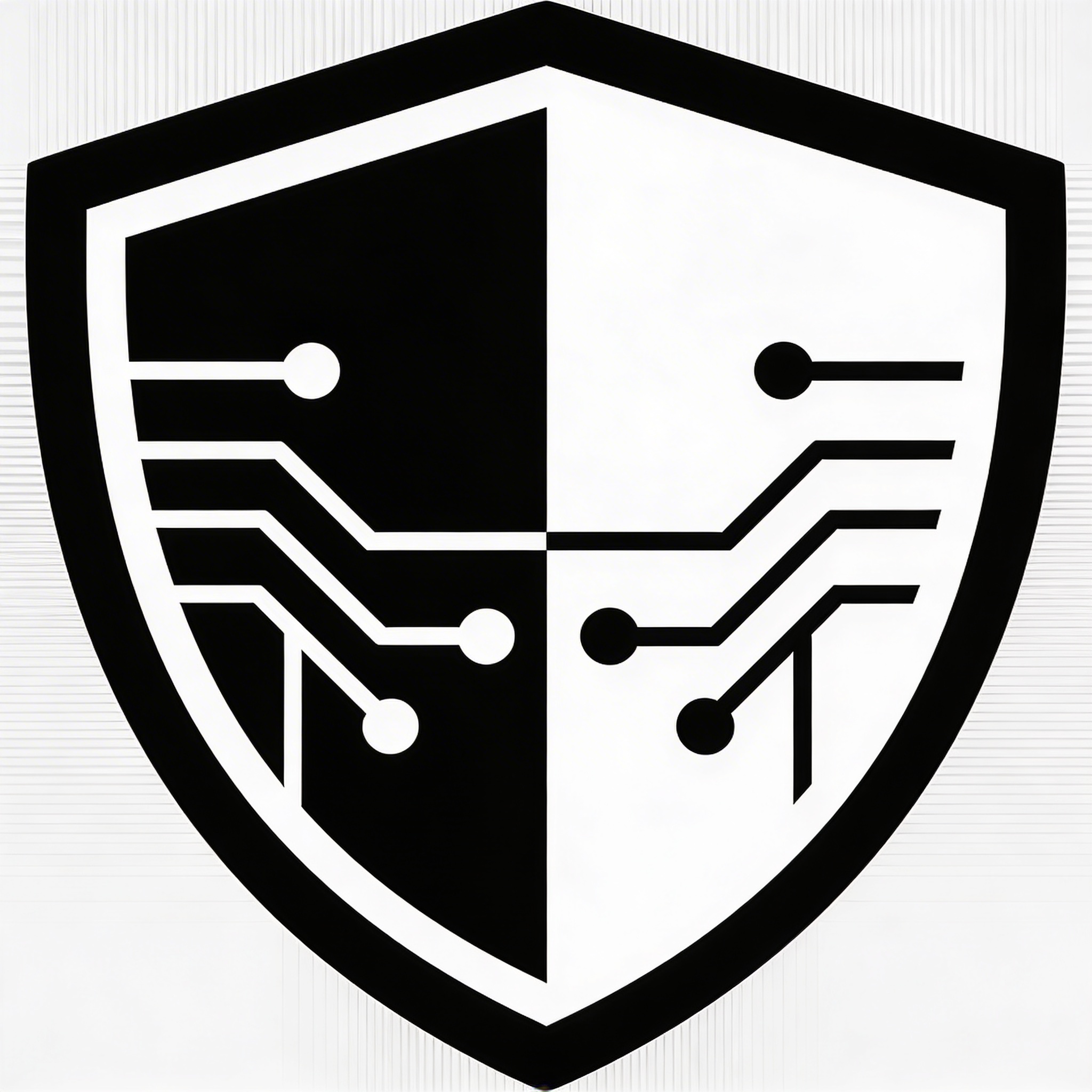 shield with circuit negative space logo
