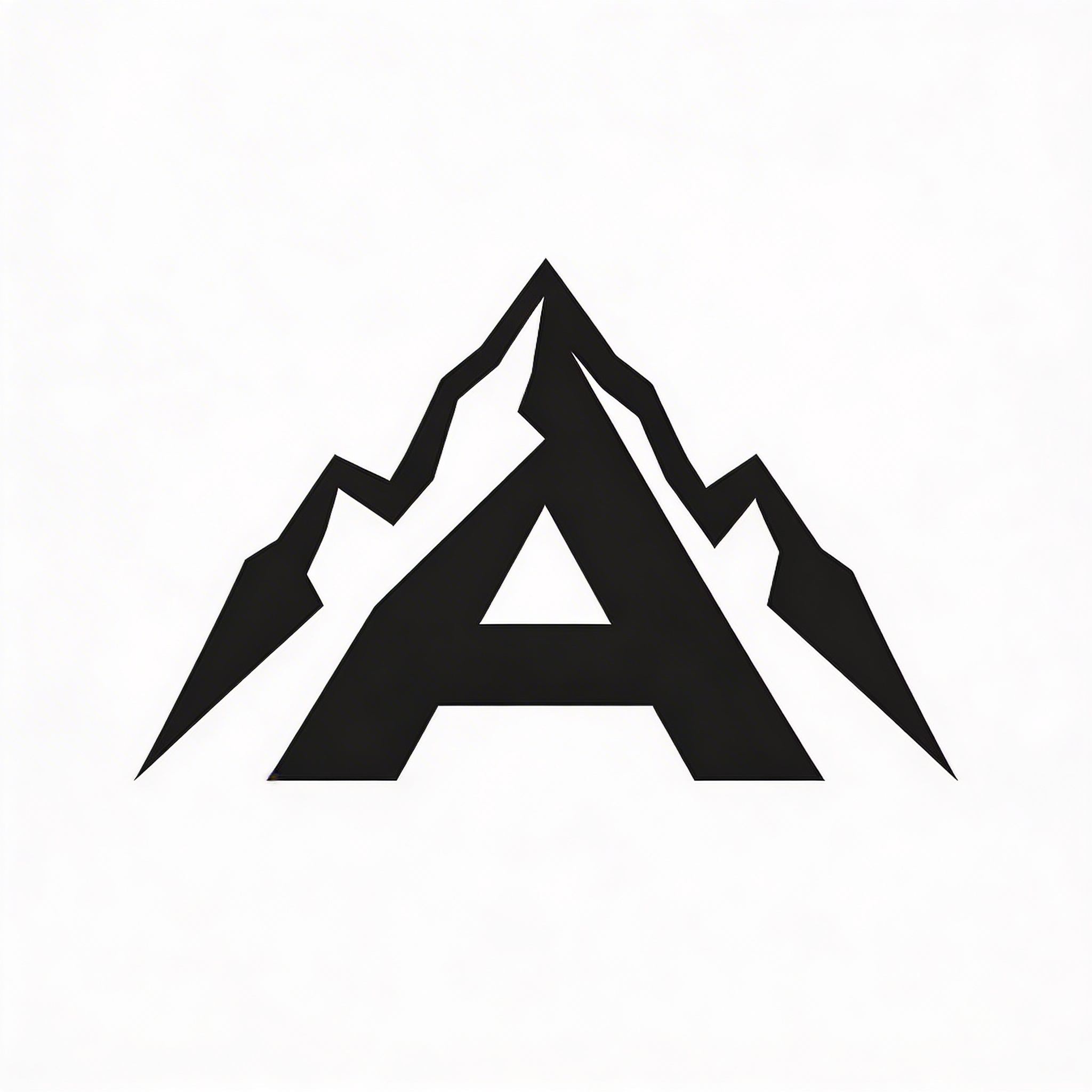 negative space mountain letter A logo