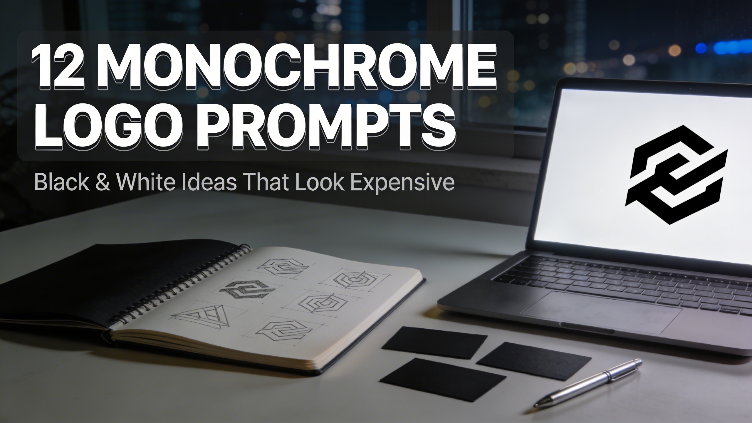 blog thumbnail for 12 Monochrome Logo Prompts