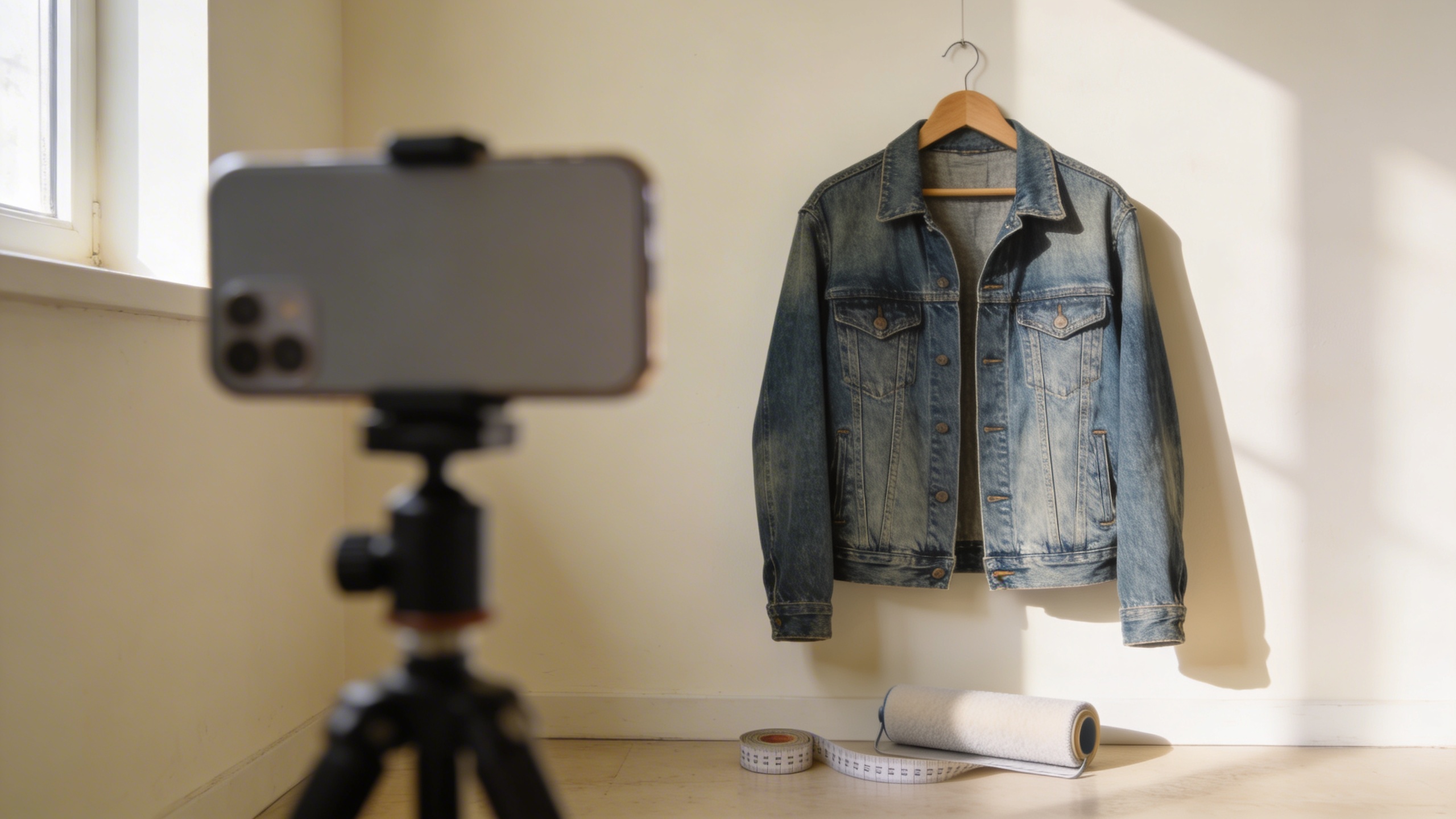 natural light Depop listing photo setup