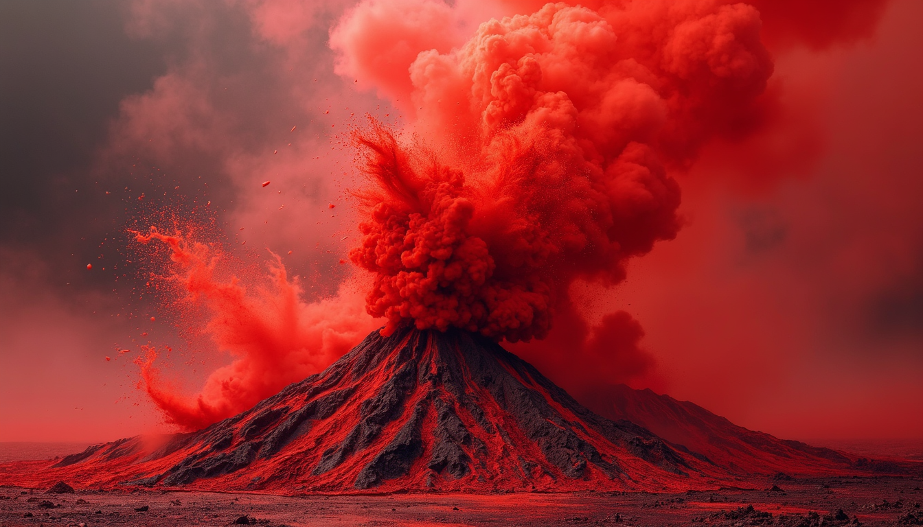 red volcano erupting wallpaper design